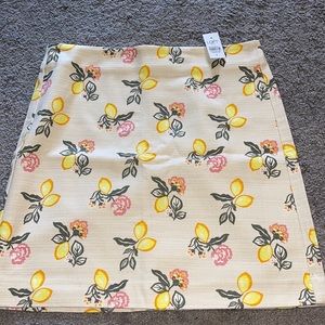 Loft lemon printed cream and yellow work skirt